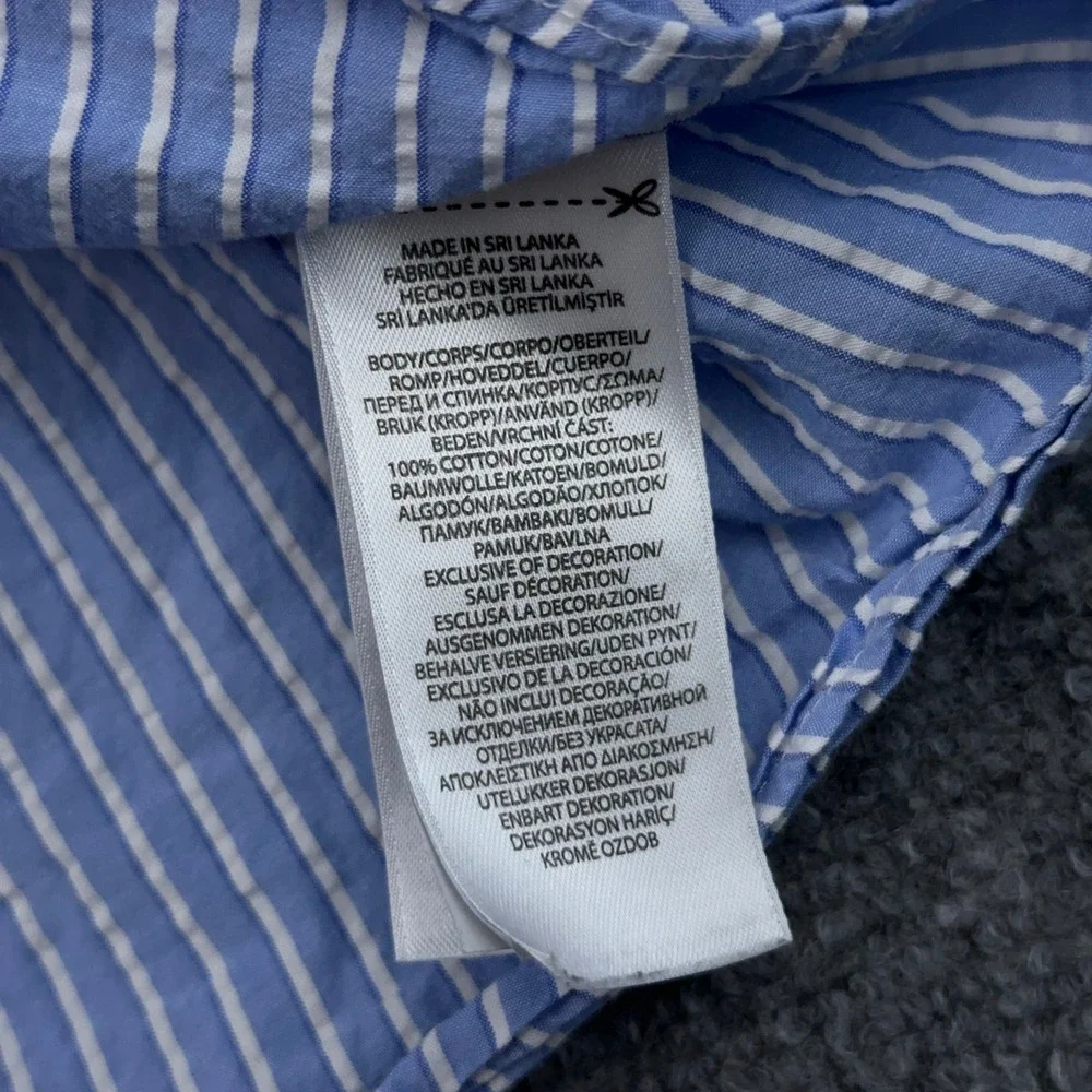 Polo Ralph Lauren Seersucker Sport Shirt Mens 2XB Blue Striped RL Untucked Fit